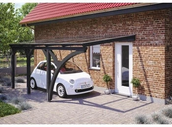 Skan Holz Einzelcarport Eifel inkl. 1 Einfahrtsbogen Pfostenanker 300 x 541 cm anthrazit