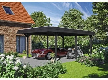 Skan Holz Einzelcarport Wendland schwarze Blende inkl. Pfostenanker 409 x 628 cm anthrazit