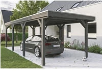 Skanholz Einzelcarport "Grunewald" Leimholz dunkelgrau mit Aluminiumdach