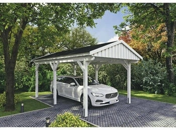 Skan Holz Einzelcarport Fichtelberg inkl. Dachschindeln schwarz 317 x 566 cm weiß