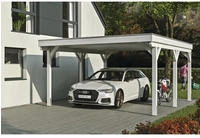 Skanholz Einzelcarport "Grunewald" Leimholz wei&szlig; mit Aluminiumdach