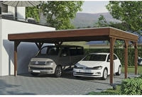 Skanholz Doppelcarport "Grunewald" Leimholz braun mit EPDM-Dach