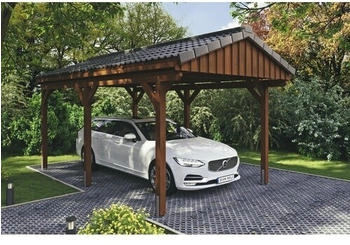 Skan Holz Einzelcarport Fichtelberg 317 x 566 cm Nussbaum