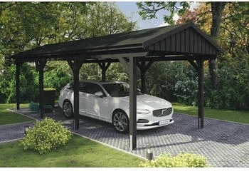 Skan Holz Einzelcarport Fichtelberg inkl. Pfostenanker schwarze Dachschindeln 317 x 808 cm anthrazit