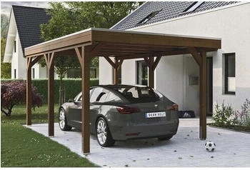 Skan Holz Einzelcarport Grunewald inkl. EPDM Folie 321 x 554 cm Nussbaum