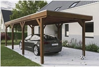 Skanholz Einzelcarport "Grunewald" Leimholz braun mit EPDM-Dach
