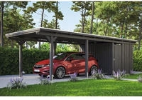 Skanholz Einzelcarport "Emsland" Leimholz 291 cm dunkelgrau