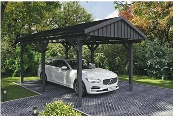Skan Holz Einzelcarport Fichtelberg inkl. Dachschindeln schwarz 317 x 566 cm Schiefer