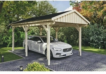 Skan Holz Einzelcarport Fichtelberg inkl. Dachschindeln schwarz 317 x 566 cm natur