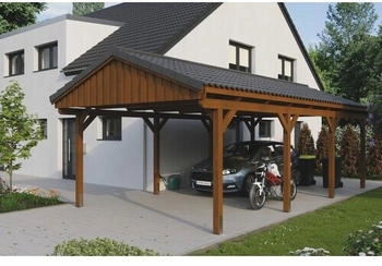 Skan Holz Einzelcarport Fichtelberg 423 x 808 cm Nussbaum