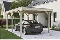 Skanholz Einzelcarport "Grunewald" Leimholz natur mit Aluminiumdach