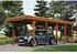 Skan Holz Einzelcarport Friesland inkl. EPDM-Dachfolie und H-Pfostenanker 314 x 708 cm nussbaum
