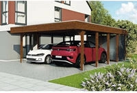 Skanholz Doppelcarport "Friesland Set 14" Massivholz 514 cm Nussbaum