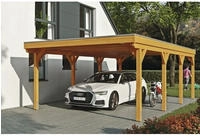 Skanholz Einzelcarport "Grunewald" Leimholz hellbraun mit Aluminiumdach