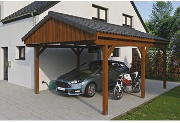 Skan Holz Einzelcarport Fichtelberg 423 x 566 cm Nussbaum