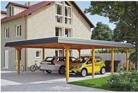 Skanholz Doppelcarport "Wendland" Leimholz 550 cm hellbraun