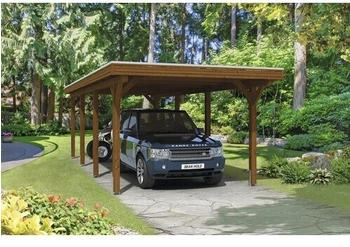 Skan Holz Einzelcarport Spessart inkl. Pfostenanker 355 x 846 cm nussbaum