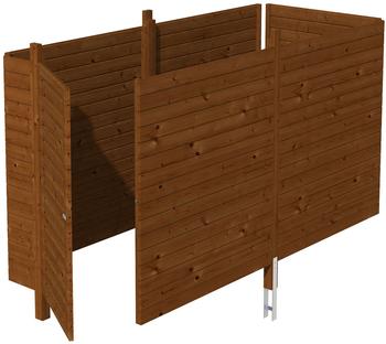 Skan Holz Ger&auml;teraum C3 Friesland Spreewald Wallgau inkl. Pfostenanker 378 x 164 x 200 cm nussbaum