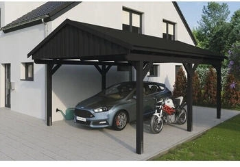 Skan Holz Einzelcarport Fichtelberg inkl. Pfostenanker schwarze Dachschindeln 423 x 566 cm anthrazit