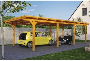 Skan Holz Einzelcarport Emsland inkl. EPDM Folie Pfostenanker 404 x 846 cm eiche hell