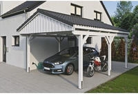 Skanholz Einzelcarport "Fichtelberg" Leimholz wei&szlig; mit Dachlattung