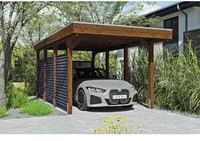 Skanholz Einzelcarport "Friesland Set 11" Massivholz 270 cm Nussbaum
