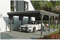 Skanholz Einzelcarport "Grunewald" Leimholz dunkelgrau mit Aluminiumdach