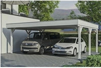 Skanholz Doppelcarport "Grunewald" Leimholz wei&szlig; mit Aluminiumdach
