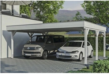 Skan Holz Doppelcarport Grunewald inkl. EPDM Folie 622 x 554 cm weiß
