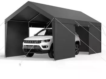 VEVOR Carport Zeltgarage 3,05x6,09x2,87m UV-best&auml;ndig, grau