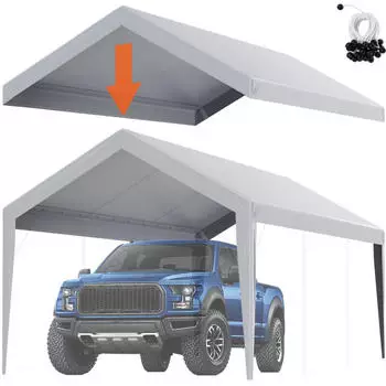 VEVOR Carport-Garagenzelt 3x6m PE wasserdicht UV-gesch&uuml;tzt, Grau (nur Dachabdeckung)