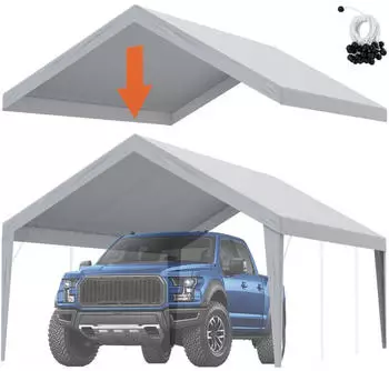 VEVOR Garagenzelt Dachabdeckung 3,9x6,1m wasserdicht UV-gesch&uuml;tzt grau (SXYQCPBH13X20)