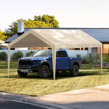VEVOR Garagenzelt Ersatzdach 606x303x285cm beige, wasserdicht, UV-Schutz (SXYQCPBM10X20)