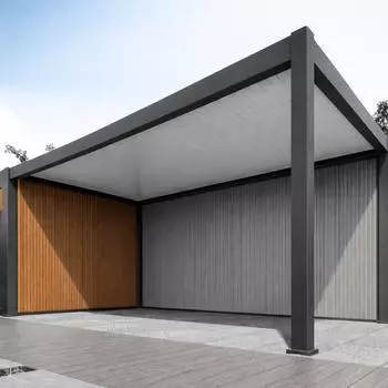 Weide Carport-Anlehnwand WPC Holzoptik 3m, 28mm (CP-P-V-300-WOD)