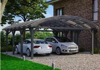 Skan Holz Doppelcarport Franken 635x755 cm 220 cm Einfahrtshöhe dunkelgrau
