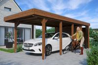 Skanholz Einzelcarport "Friesland 2" Massivholz 270 cm braun mit Abstellraum