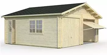 Palmako Roger Doppel mit Sektionaltoren 5,75 x 5,10 m natur ohne Dachpappe