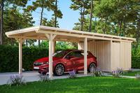 Skanholz Einzelcarport "Emsland" Massivholz 291 cm natur mit Abstellraum, versch.