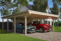 Skanholz Doppelcarport "Emsland" Massivholz 550 cm natur mit Abstellraum, in versch.