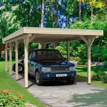 Skan Holz Einzelcarport Spessart inkl. Pfostenanker 355 x 846 cm natur