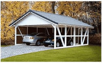Skanholz Doppelcarport "Schwarzwald" Massivholz 560 cm Natur mit Abstellraum 1, mit