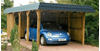 SKANHOLZ Spreewald Walmdach Carport aus Nadelholz 3,96 x 8,93 m schwarze Blende