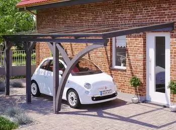 Skan Holz Anlehncarport Eifel 300x541 cm 213 cm Einfahrtshöhe dunkelgrau