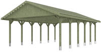 Skanholz Doppelcarport "Wallgau" Massivholz 530 cm Gr&uuml;n mit Dachlattung