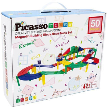 Picasso Tiles Magnetic Building Block Race Track Set 50 Teile