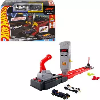 Hot Wheels Formula 1 Startaufstellung, Strecke mit Starter und 2 F1-Autos Maßstab 1:64 (JNN35)