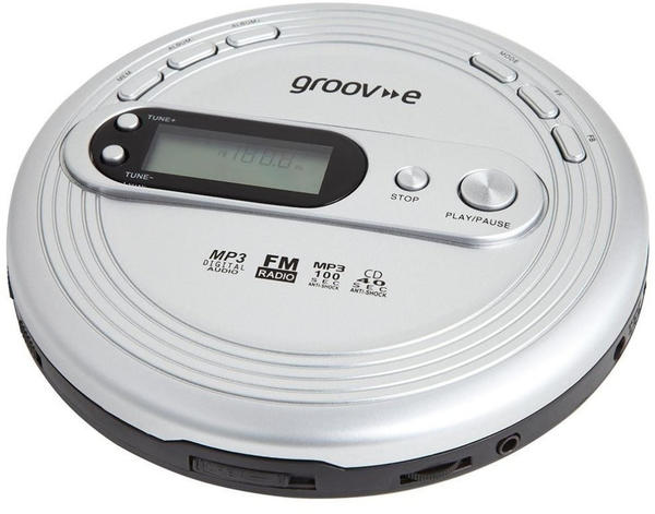 Groov-e Retro Series Personal CD Player + Radio MP3 Playback and Earphones Silver