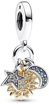 Pandora Bicolor Himmlischer Dreifacher Charm-Anh&auml;nger (762676C01)