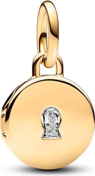 Pandora Dangle charm engravable love medallion openable gold (763066C01)