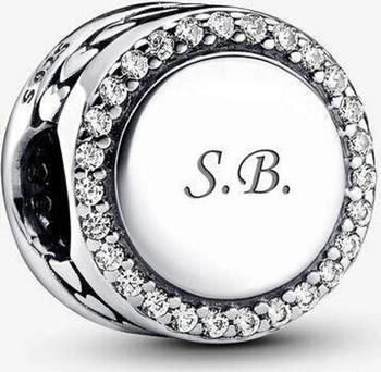 Pandora Engravable sparkling button charm silver (798747C01)